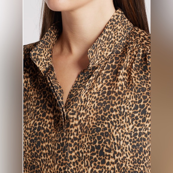Frame Gillian Leopard-Print Silk Chiffon Blouse Size Medium (6-8) - Picture 12 of 16